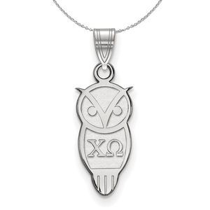 Sterling Silver Chi Omega Small Pendant Necklace - 16 Inch